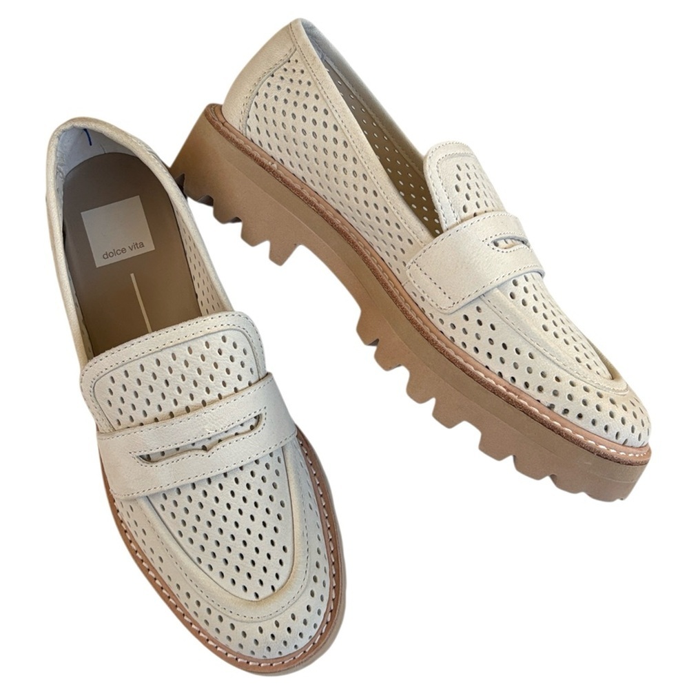 Like New Dolce Vita Leather Malila Loafers Ivory Size 7.5 - Picture 2 of 10